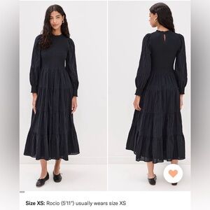 Hill house black Swiss dot Viviana maxi dress nwt